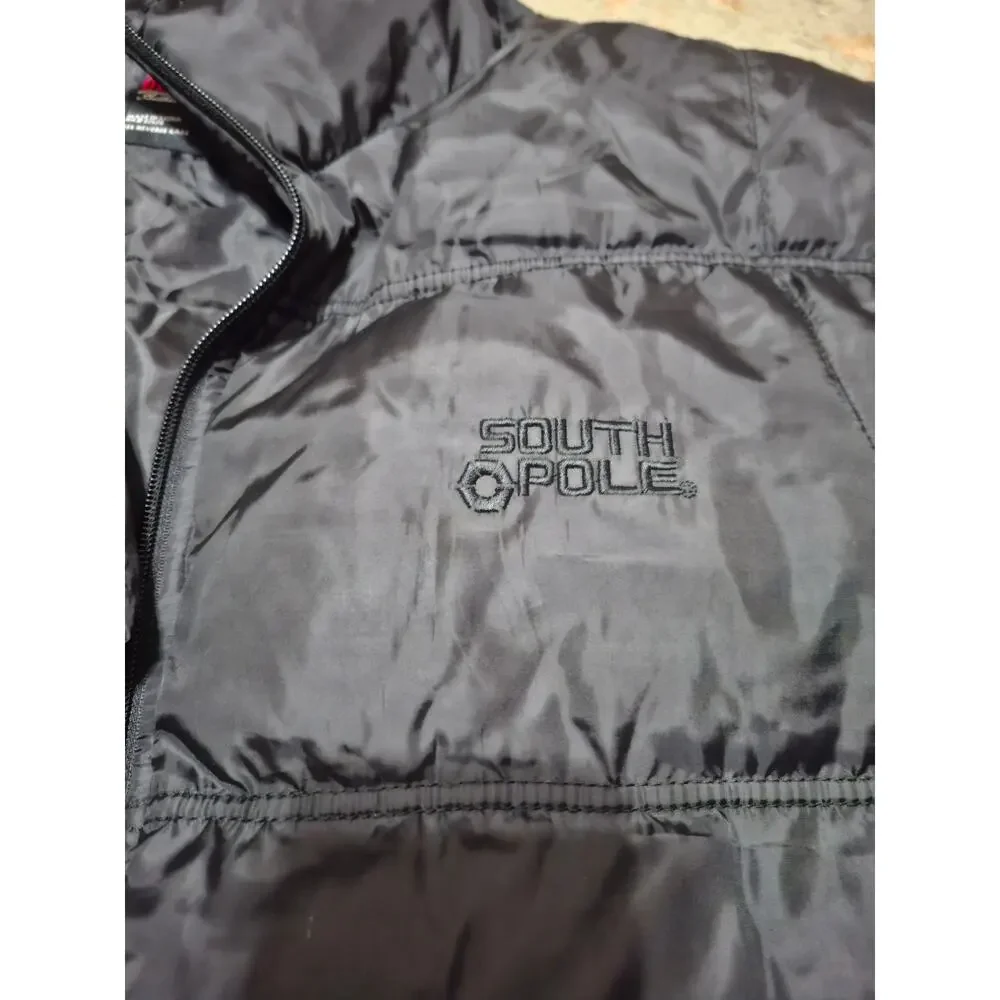 SouthPole Mens Puffer Vest XL Black Embroidered Logo